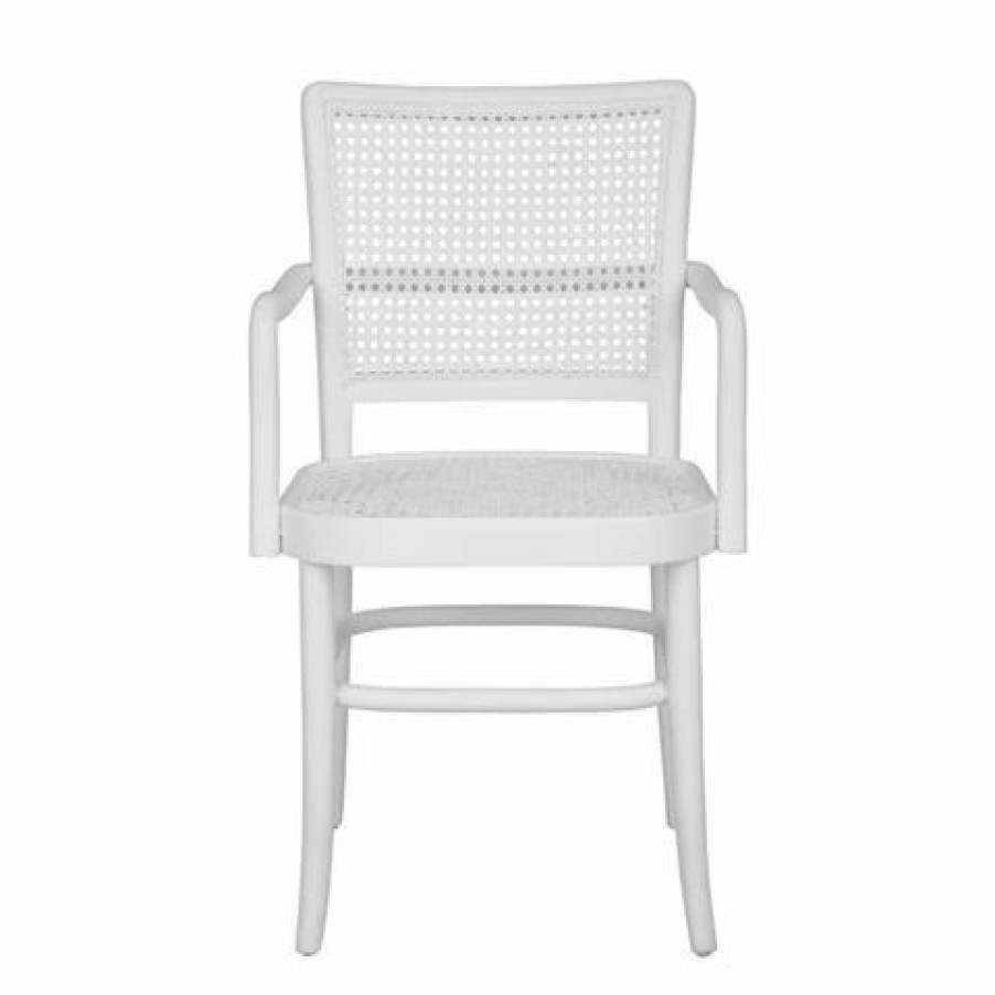 Furniture * | Dasch Palm Rattan Armed Dining Chair White