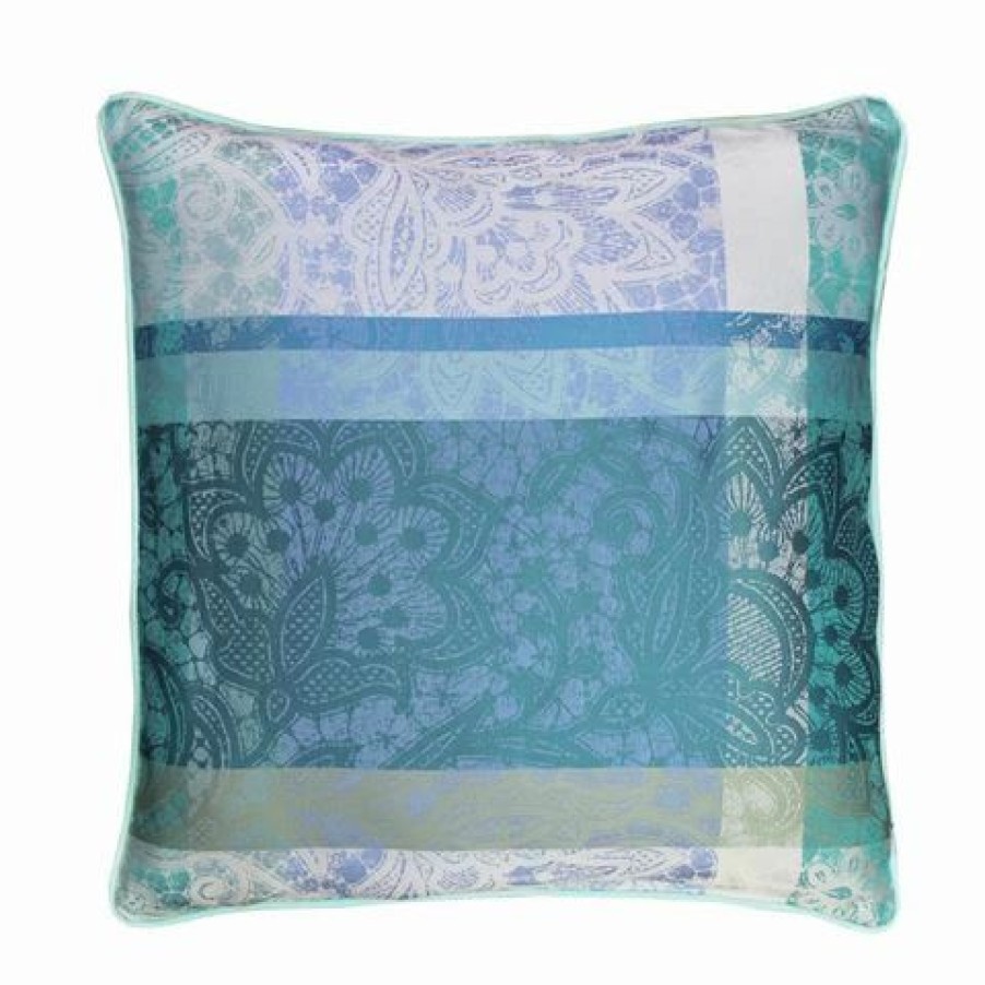 Cushions * | Garnier-Thiebaut Cushion Dentelles Turquoise 50X50Cm