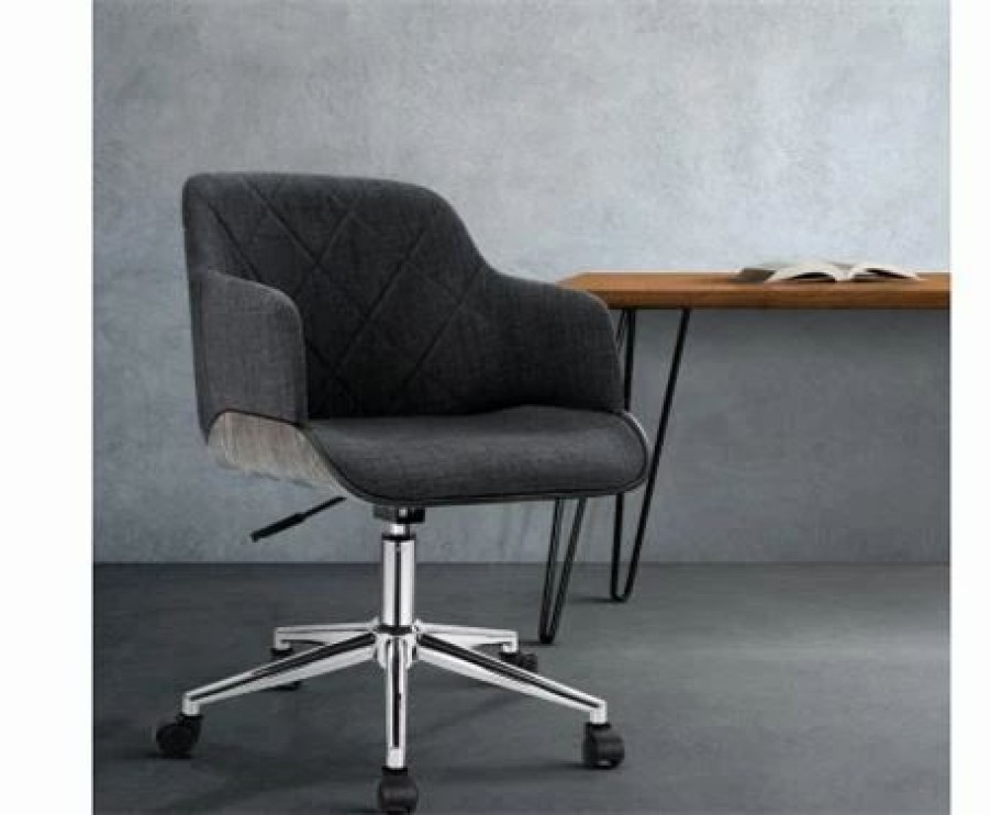 Furniture * | Home Office Design Wooden Chair Fabric Grey