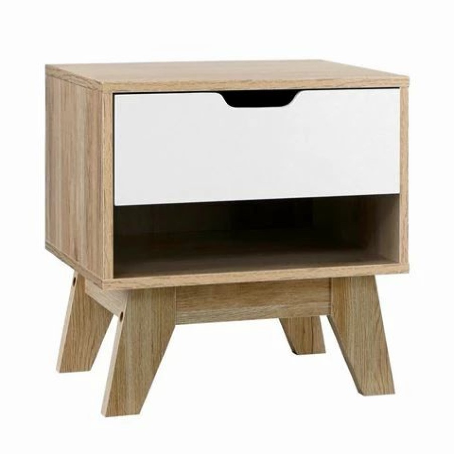 Furniture * | Artiss Bedside Table Drawer Lamp Side Wooden