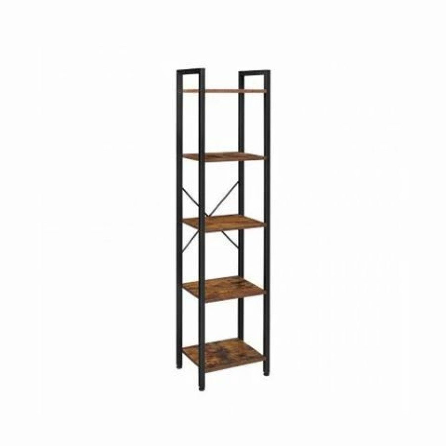 Furniture * | Simplicity Living Industrial Bookshelf Black Rustic Brown