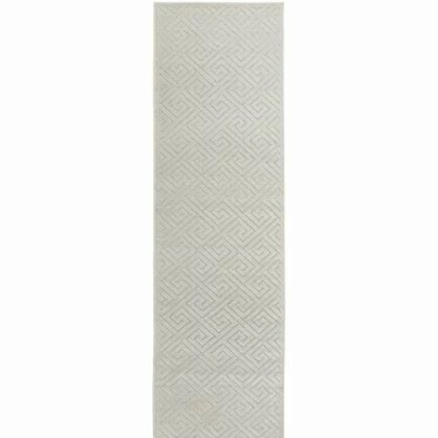 Rugs * | Tapete Rug York Alice Geometric Runner Rug White 400X80Cm