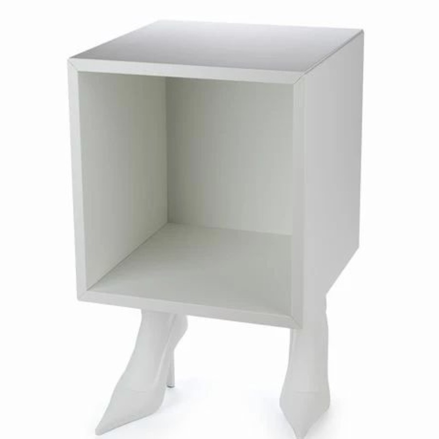 Furniture * | Antartidee Decolte Bedside Cube Slate White