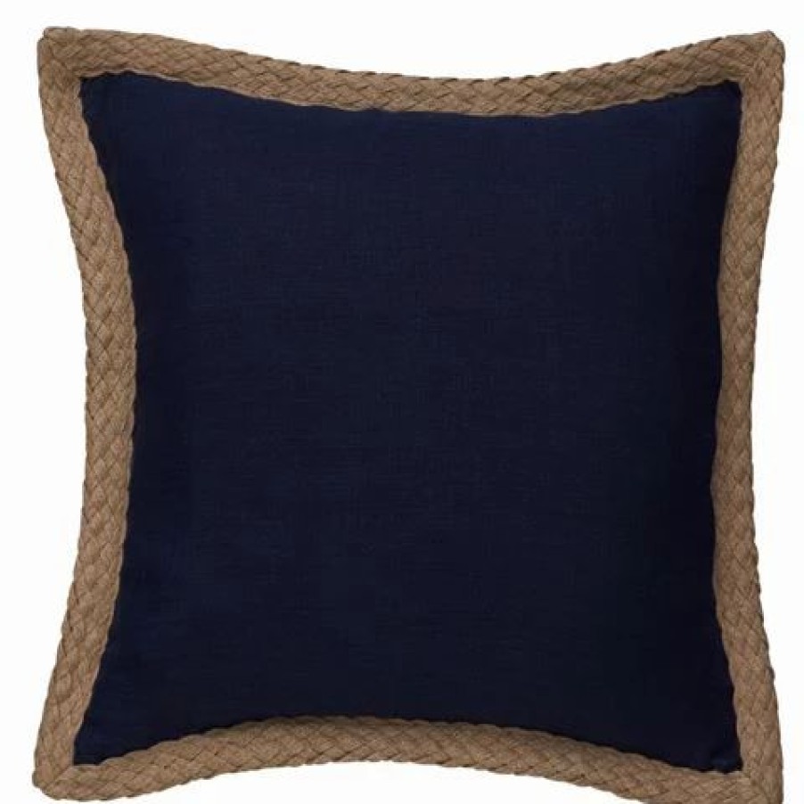 Cushions * | Paloma Jute Linen Cushion Navy 50X50Cm