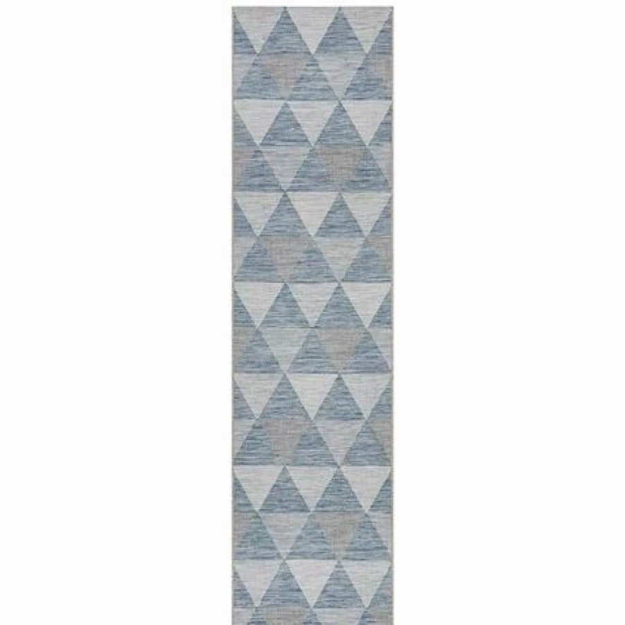 Rugs * | Tapete Rug Terrace Triangles Runner Rug Blue 300X80Cm