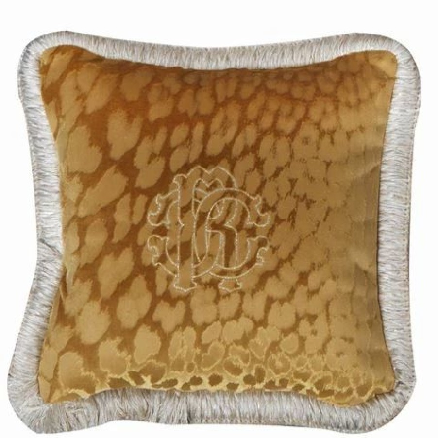 Cushions * | Roberto Cavalli Monogram Cushion Gold 60X60Cm