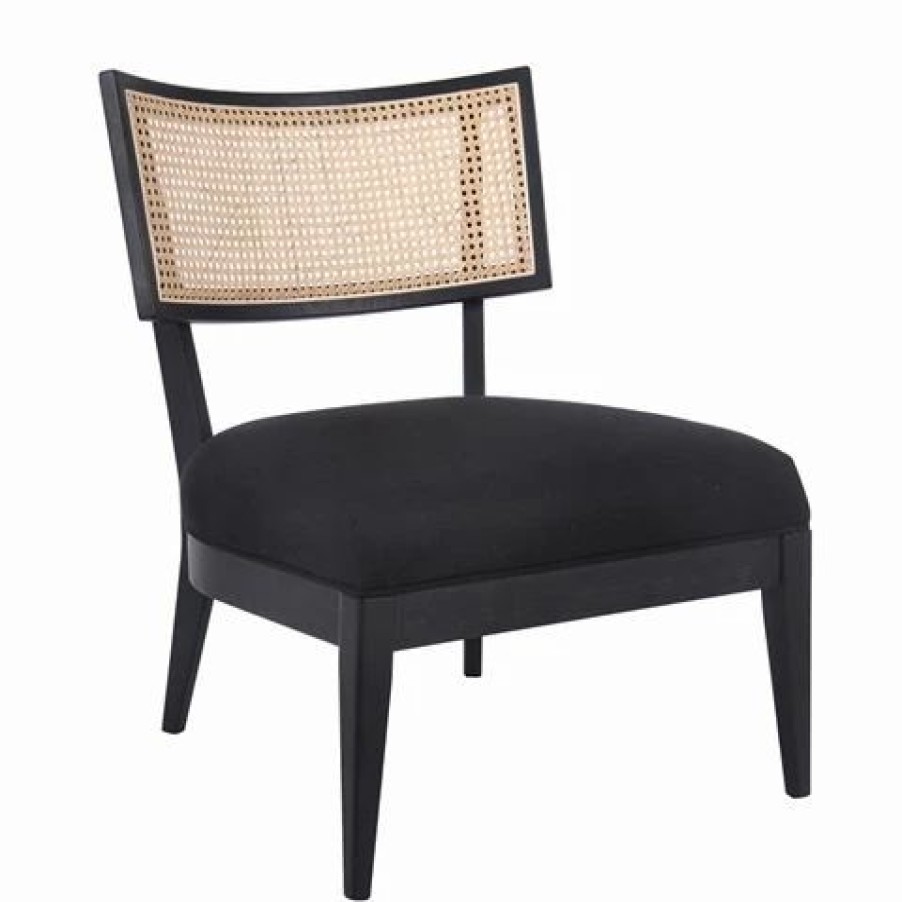 Furniture * | Cafe Lighting Darcy Rattan Occasional Chair Black