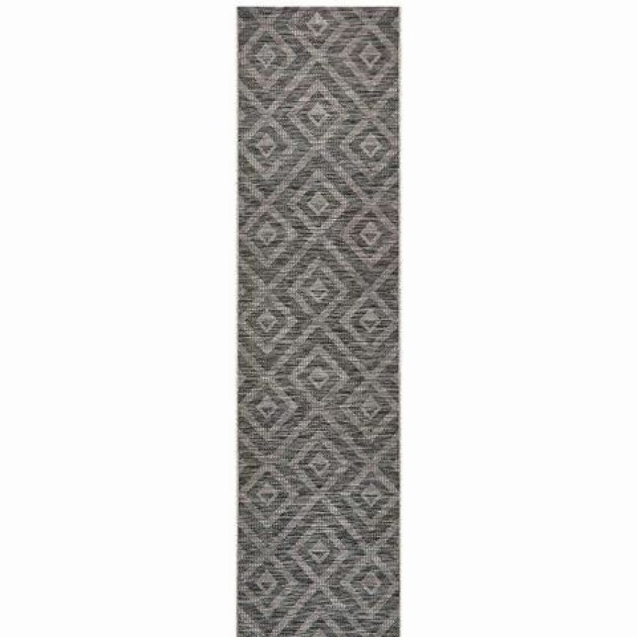 Rugs * | Tapete Rug Terrace Diamonds Runner Rug Black 400X80Cm