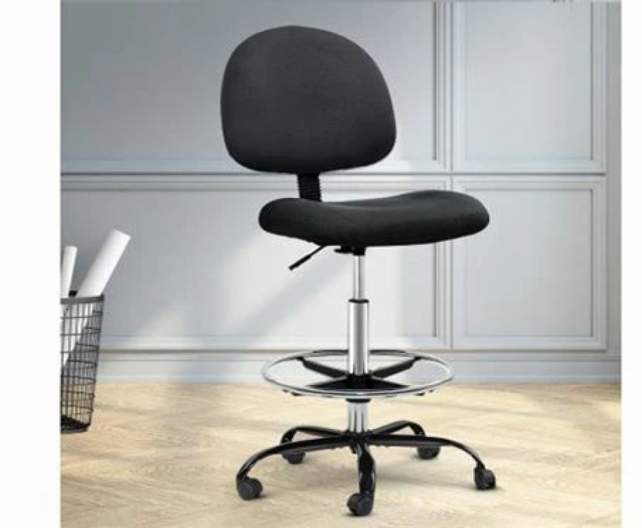 Furniture * | Home Office Design Veer Drafting Stool Fabric Chair Black