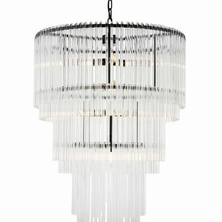 Furniture * | Cafe Lighting Zara Pendant 3 Tier Black