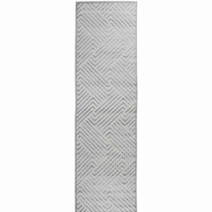 Rugs * | Tapete Rug York Alice Geometric Runner Rug Silver 300X80Cm