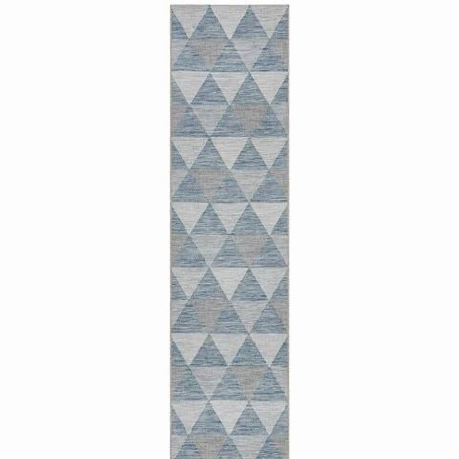 Rugs * | Tapete Rug Terrace Triangles Runner Rug Blue 400X80Cm