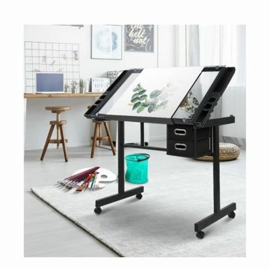 Furniture * | Home Office Design Adjustable Drawing Desk Black/Grey