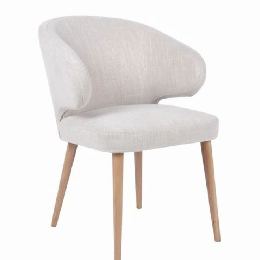 Furniture * | Cafe Lighting Harlow Natural Dining Chair Linen Natural