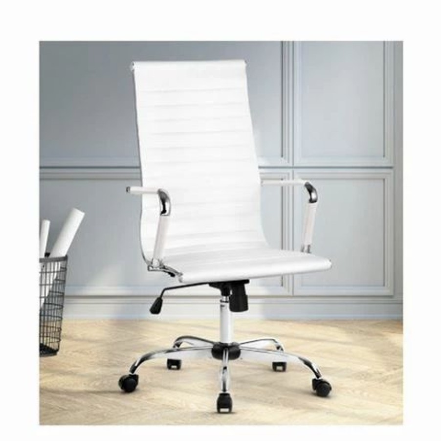 Furniture * | Home Office Design Desk Chair White High Back