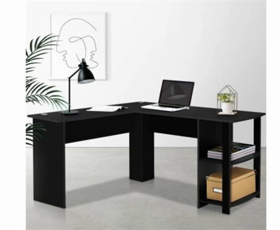 Furniture * | Home Office Design Desk Corner L-Shape Black