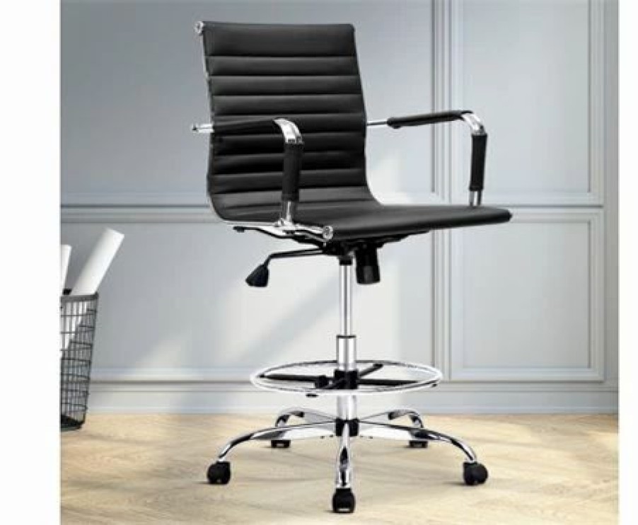 Furniture * | Home Office Design Chair Veer Drafting Stool Black