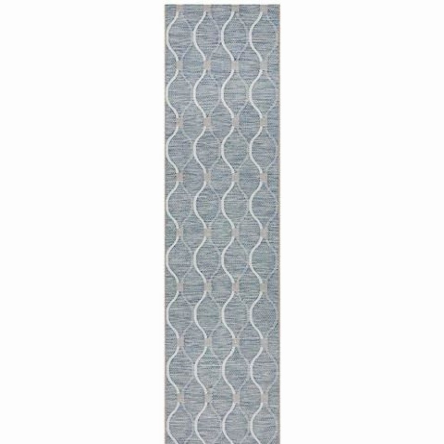 Rugs * | Tapete Rug Terrace Trellis Runner Rug Blue 400X80Cm