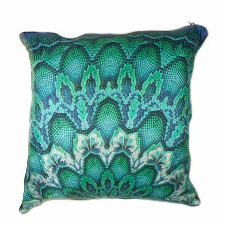 Cushions * | Roberto Cavalli Amorgos Silk Cushion Blue 40X40Cm