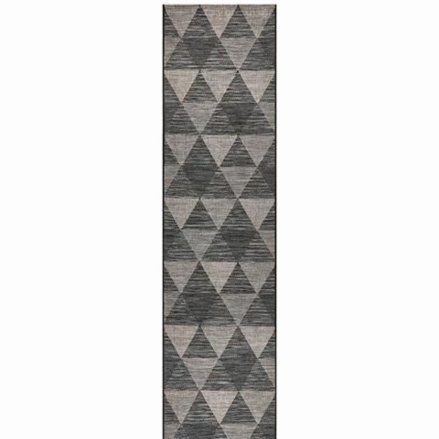 Rugs * | Tapete Rug Terrace Triangles Runner Rug Black 400X80Cm