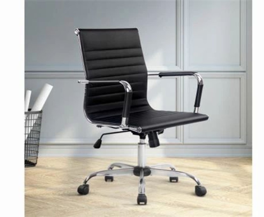 Furniture * | Home Office Design Gaming Desk Chairblack Mid Back