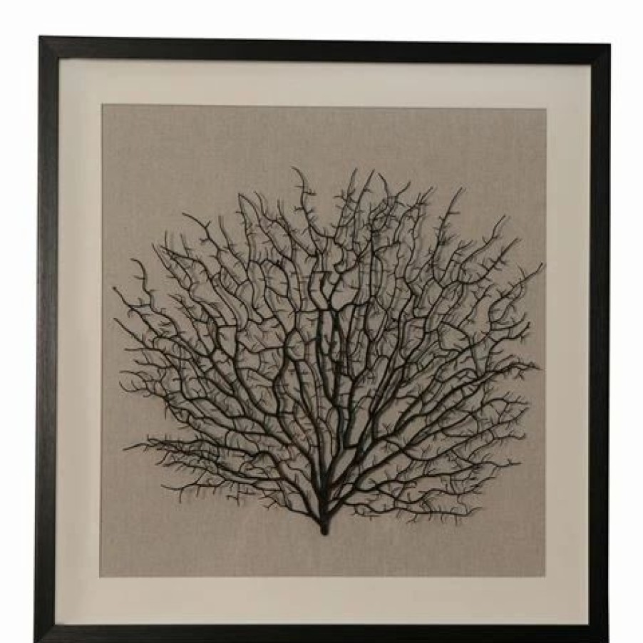 Furniture * | Oneworld Coral Framed Art Black 60Cm