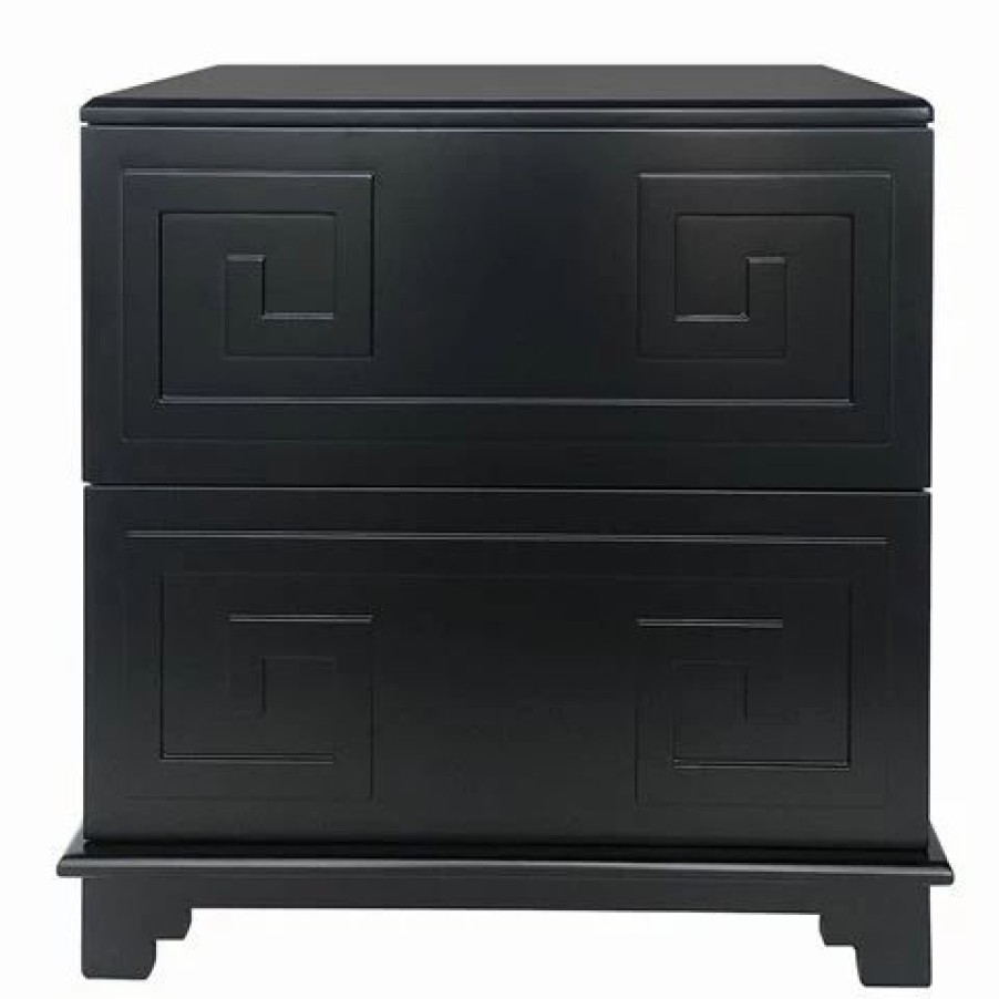 Furniture * | Cafe Lighting Greek Key Bedside Table Black