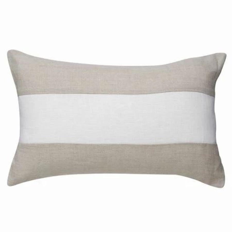 Cushions * | Paloma Plain Stripe Linen Long Cushion Sand 30X50Cm