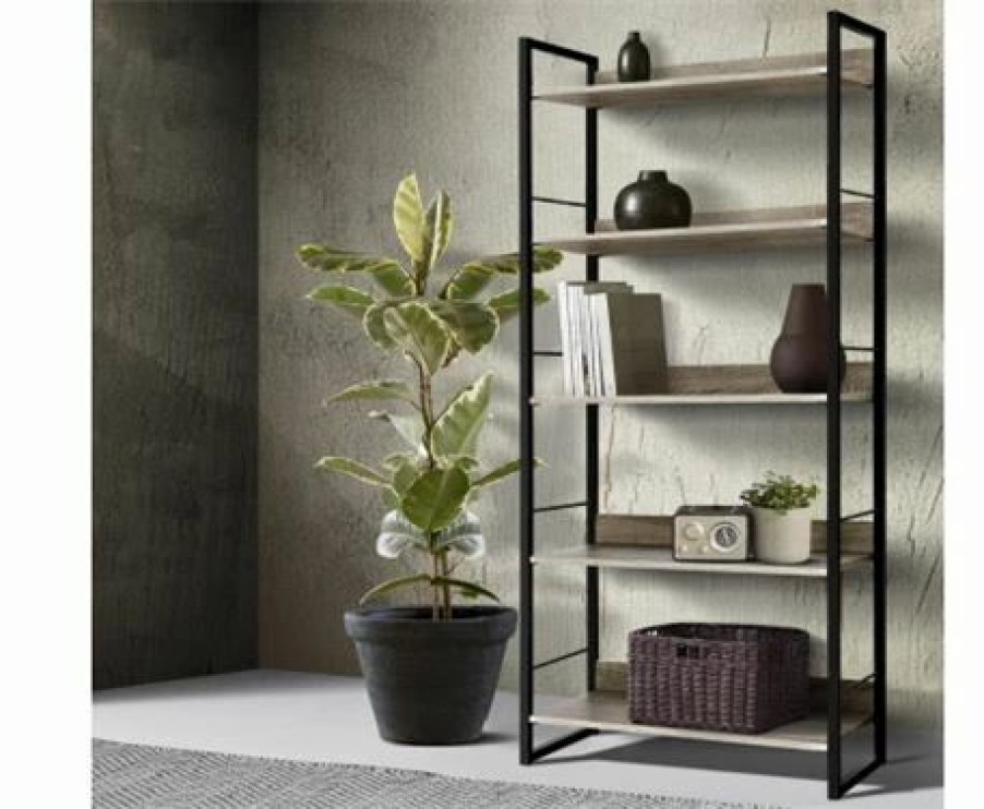 Furniture * | Home Office Design Wooden Display Shelves Black