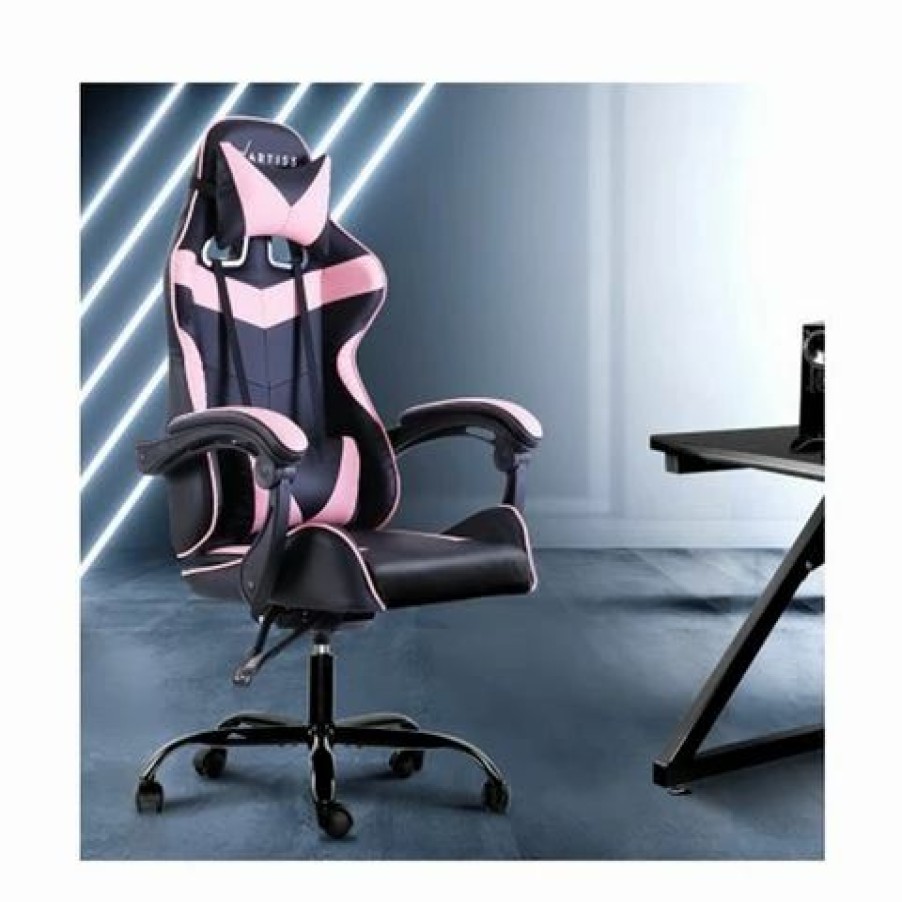 Furniture * | Home Office Design Reclining Chair With Footrest Pu Pink