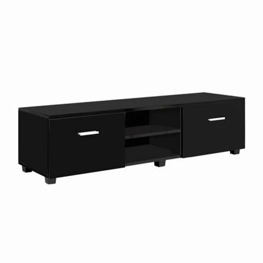 Furniture * | Artiss High Gloss Tv Stand Storage Shelf Black 140Cm