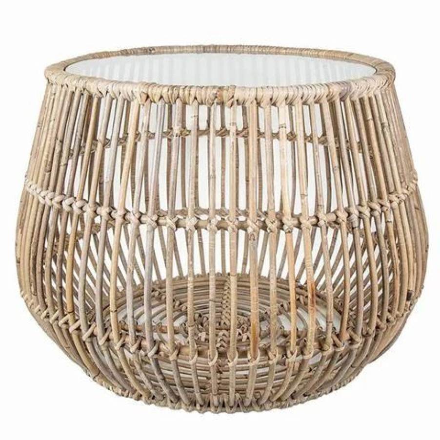 Furniture * | Florabelle Haiti Round Glass Basket Table 47Cm