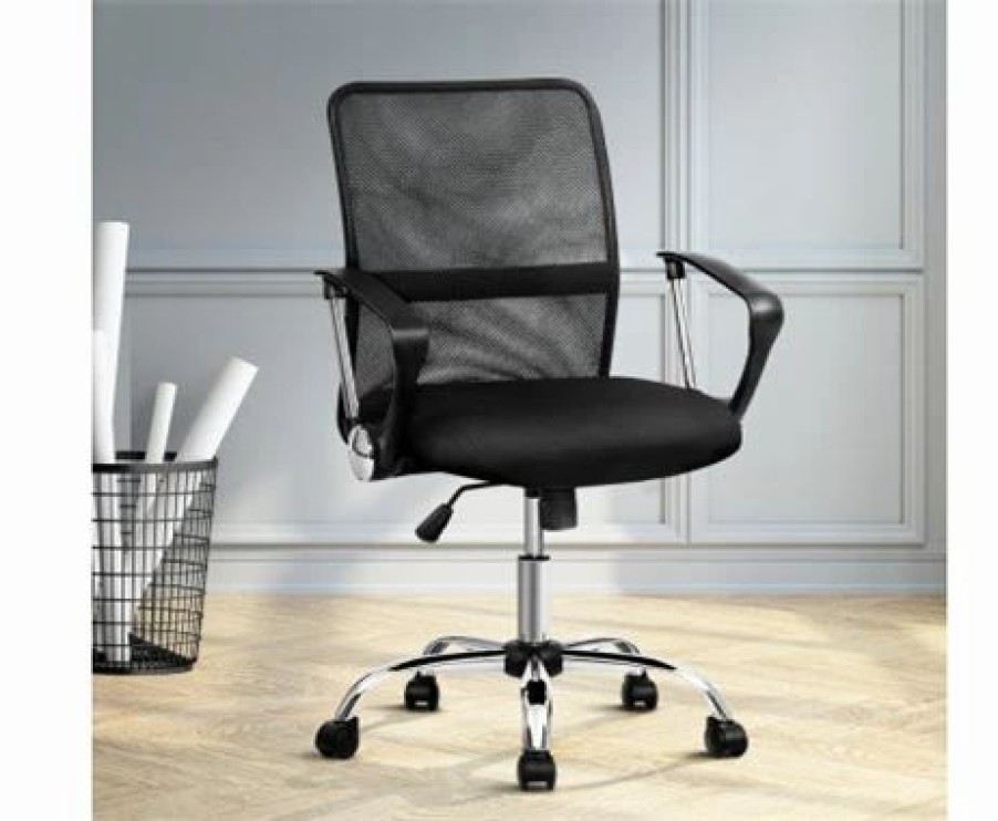 Furniture * | Home Office Design Mesh Chair Mid Back Black