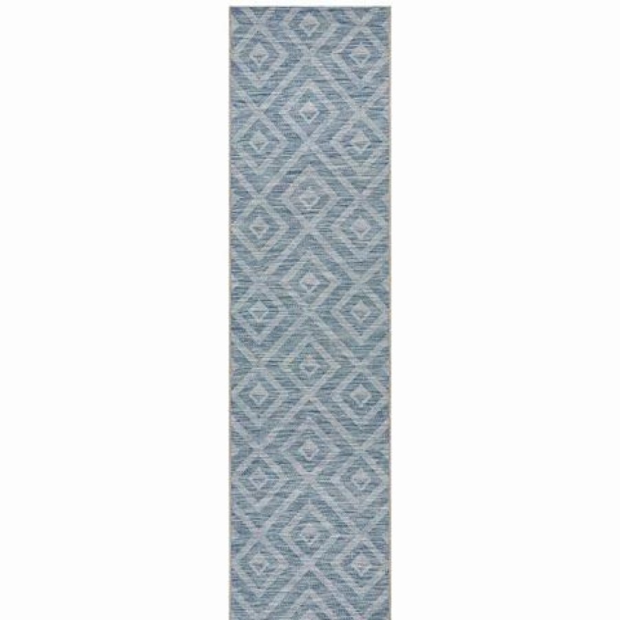 Rugs * | Tapete Rug Terrace Diamonds Runner Rug Blue 400X80Cm