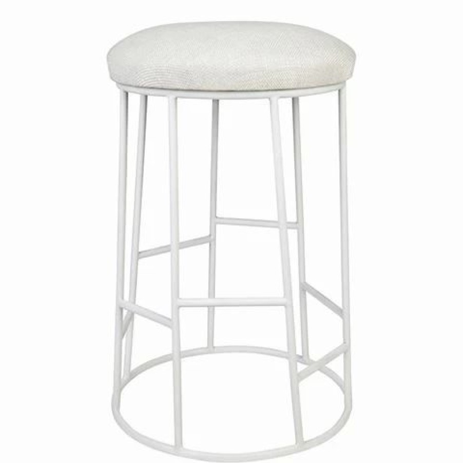 Furniture * | Cafe Lighting Aiden Steel Kitchen Stool Natural & White