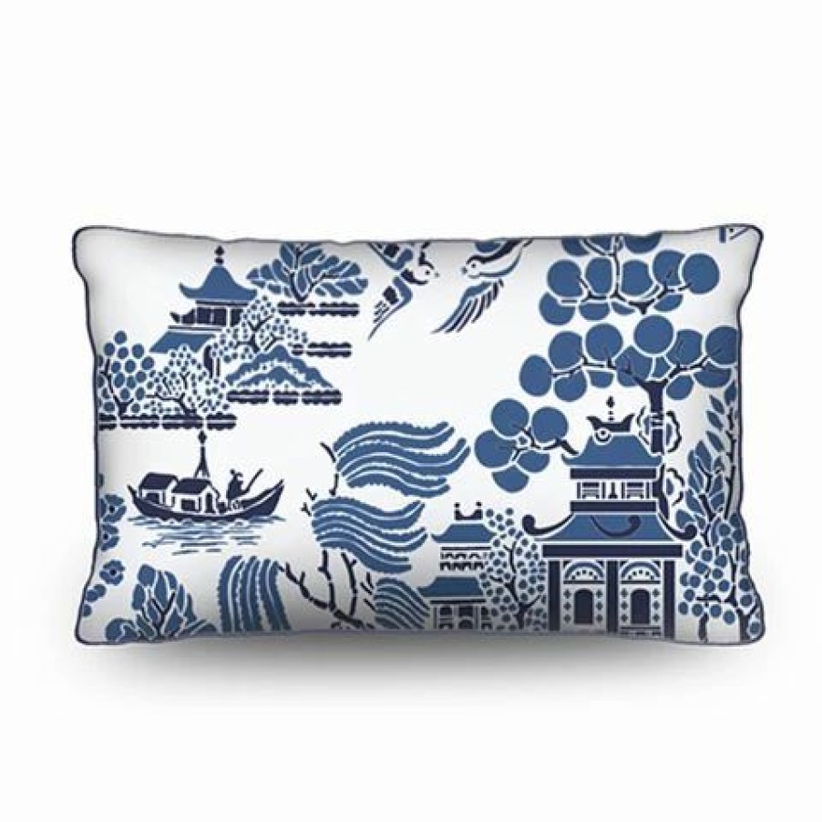 Cushions * | Stuart Membery Home Pagoda Storm Blue Lumbar Cushion