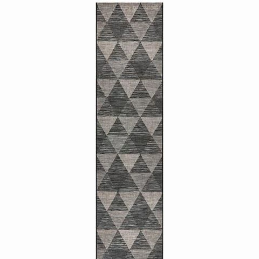 Rugs * | Tapete Rug Terrace Triangles Runner Rug Black 300X80Cm