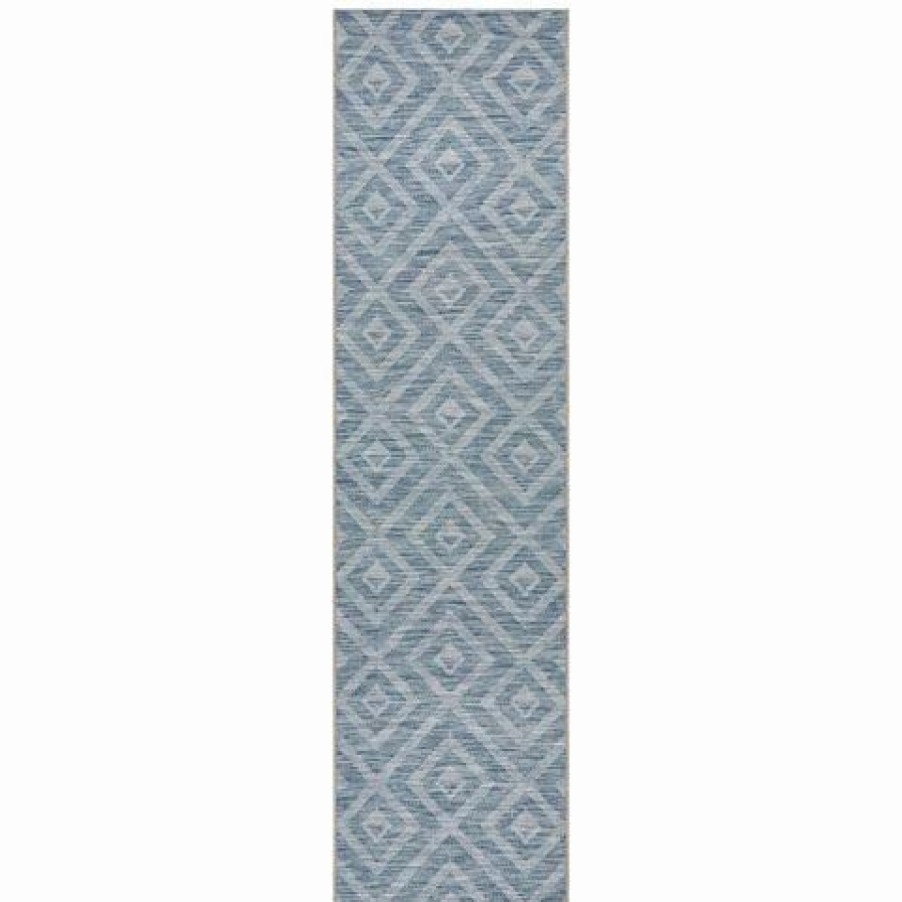 Rugs * | Tapete Rug Terrace Diamonds Runner Rug Blue 300X80Cm