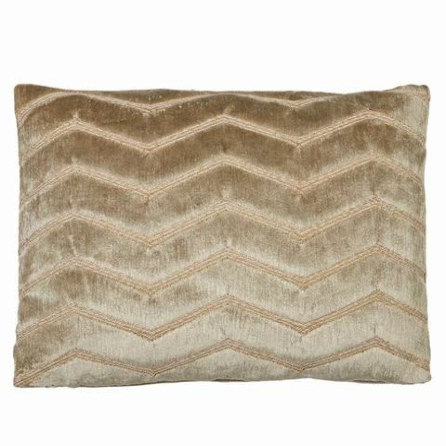 Cushions * | Dransfield & Ross Chevron Travertine Plush Cushion 32X50Cm