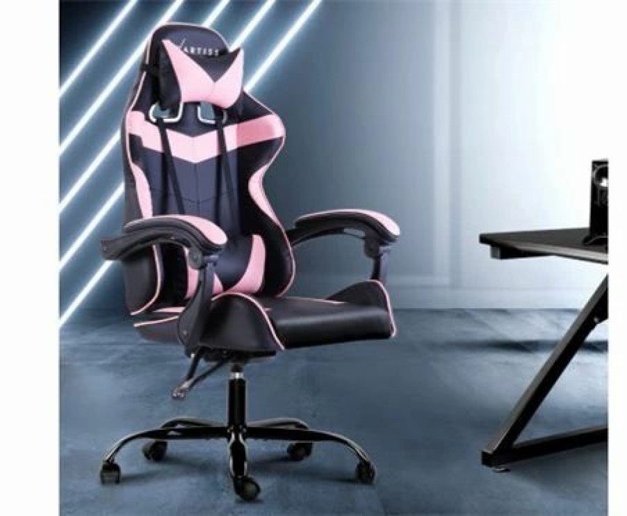 Furniture * | Home Office Design Chair Recliner Pu Black Pink