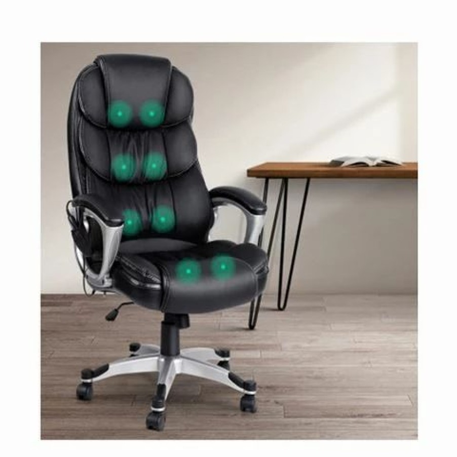 Furniture * | Home Office Design 8 Point Pu Reclining Massage Chair Blac